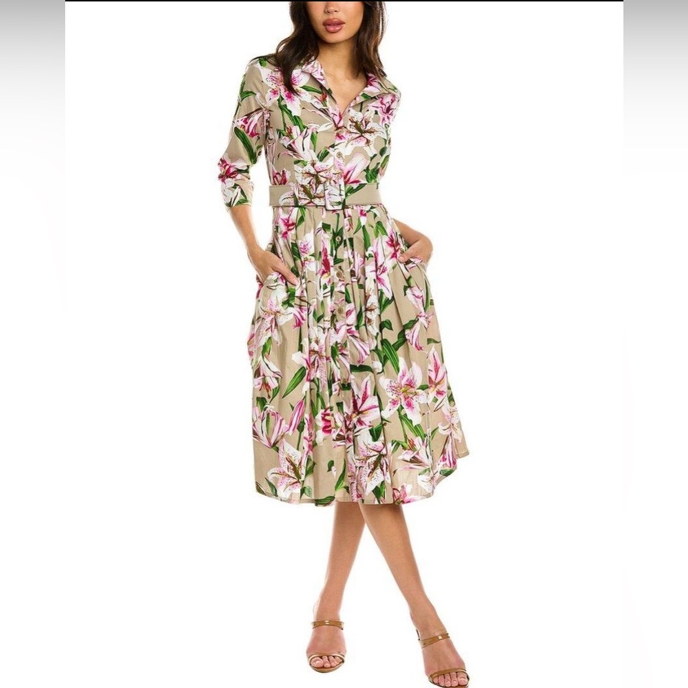 Samantha Sung Floral Print Midi Dress, Size 10